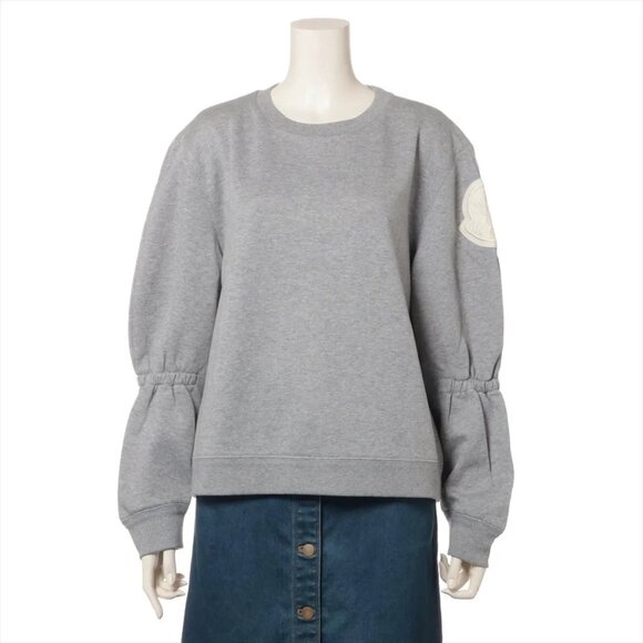 $1299 Authentic MONCLER Women’s Crewneck Long Sleeves Gray Sweater Sz.M - Picture 1 of 13